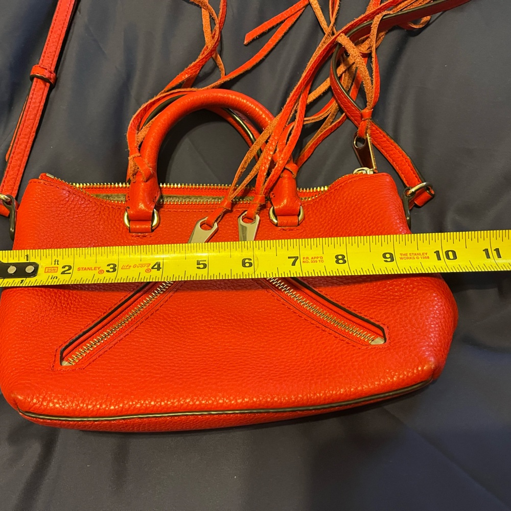 Rebecca Minkoff Leather Micro Moto Satchel Purse Red Tassels - Picture 10 of 14